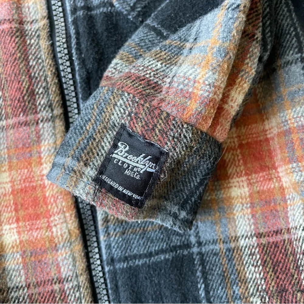 Brooklyn Cloth Kids Flannel Plaid Shirt Jacket Size 4T Orange Gray Black Fall